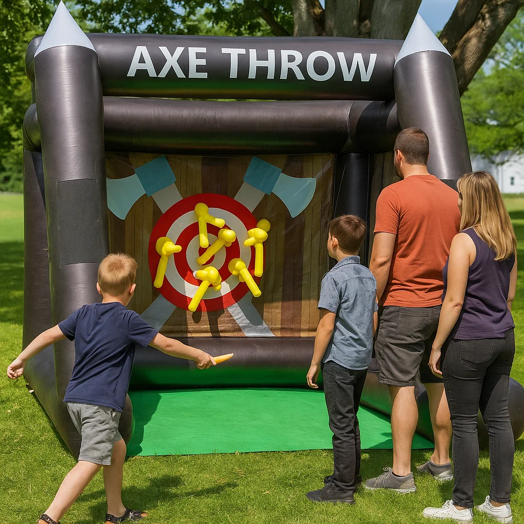 Interactive inflatable axe throwing rental for fundraisers