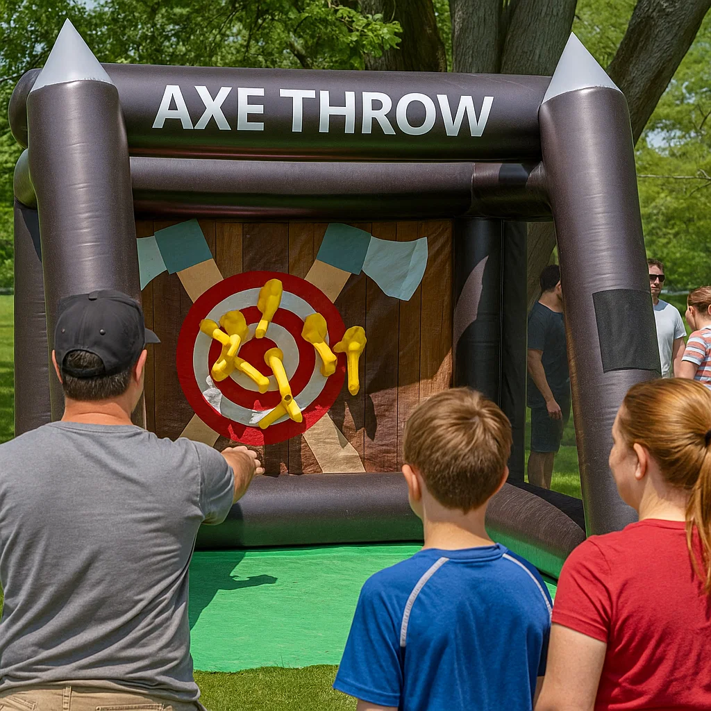 Inflatable axe throwing game rental for campus activities