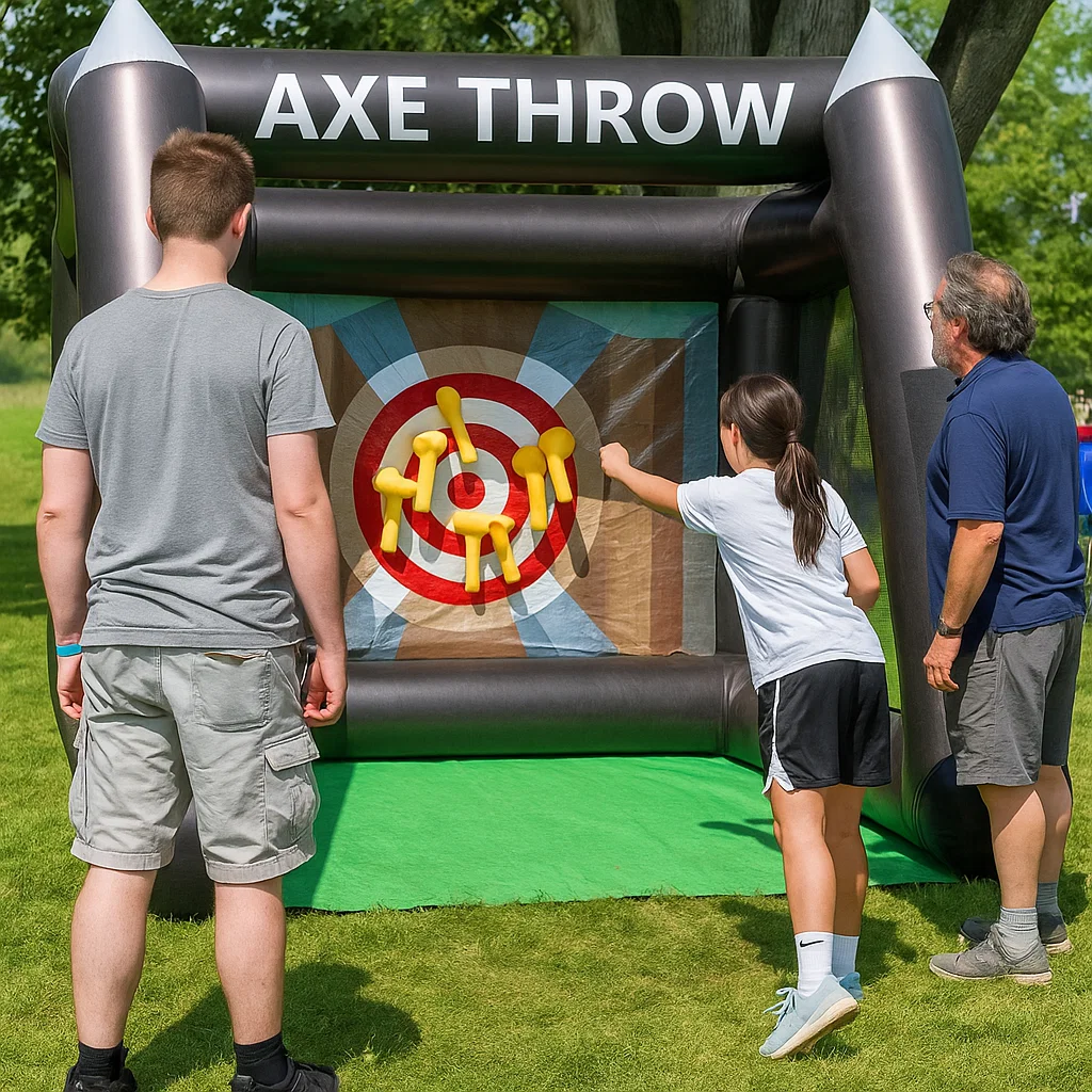 Inflatable axe throwing event rental for graduation events