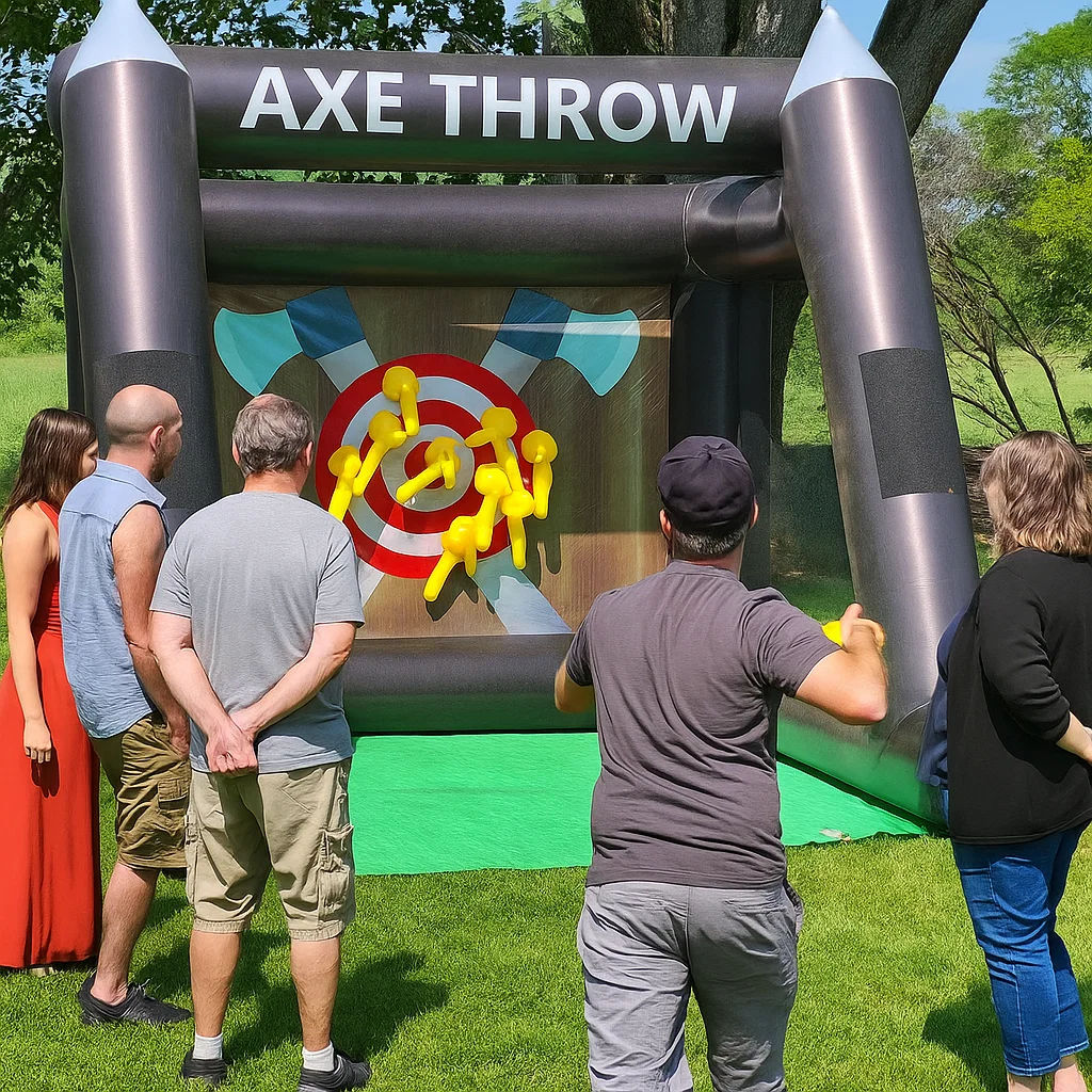 Inflatable axe throwing event rental for community festivals