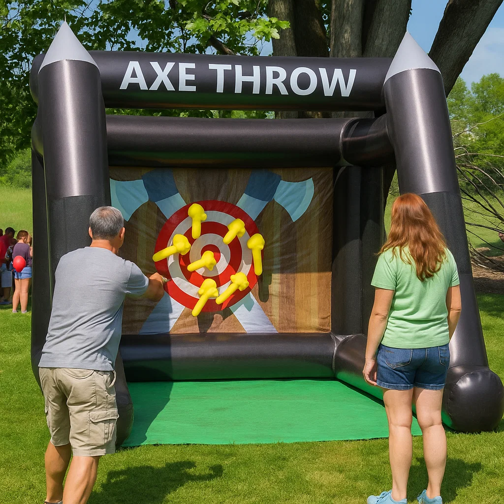 with safety backstop; high-throughput party activity.