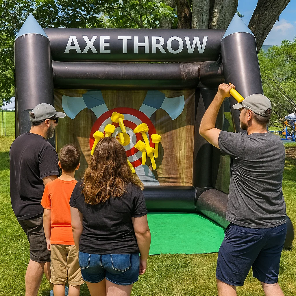 with safety backstop; high-throughput party activity.