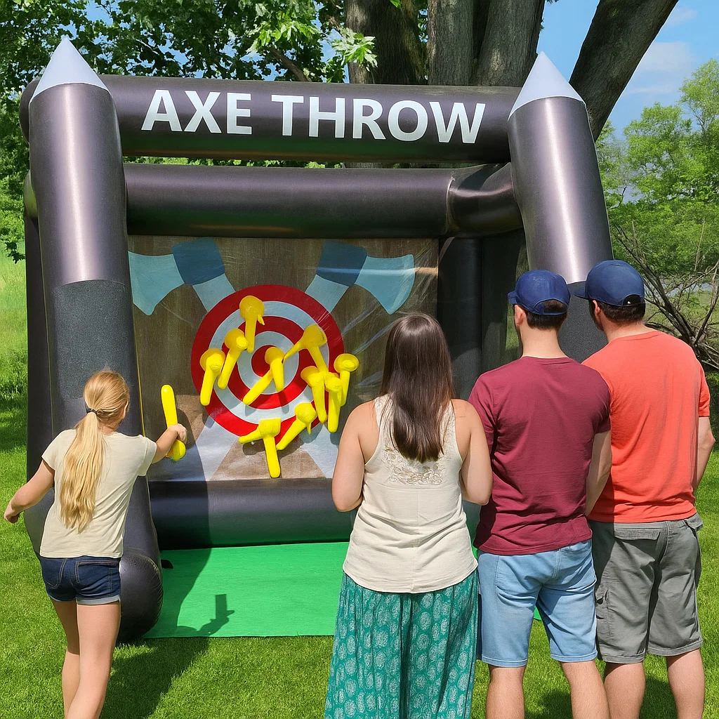 Mobile inflatable axe throwing rental for fundraisers