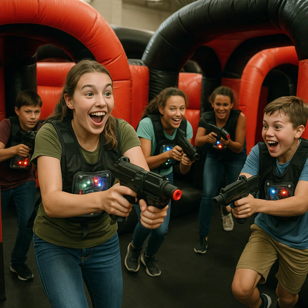 Laser tag rentals — corporate team-building match in a gym
