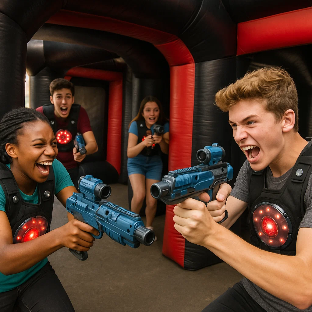 Laser tag rentals — group photo with taggers after match