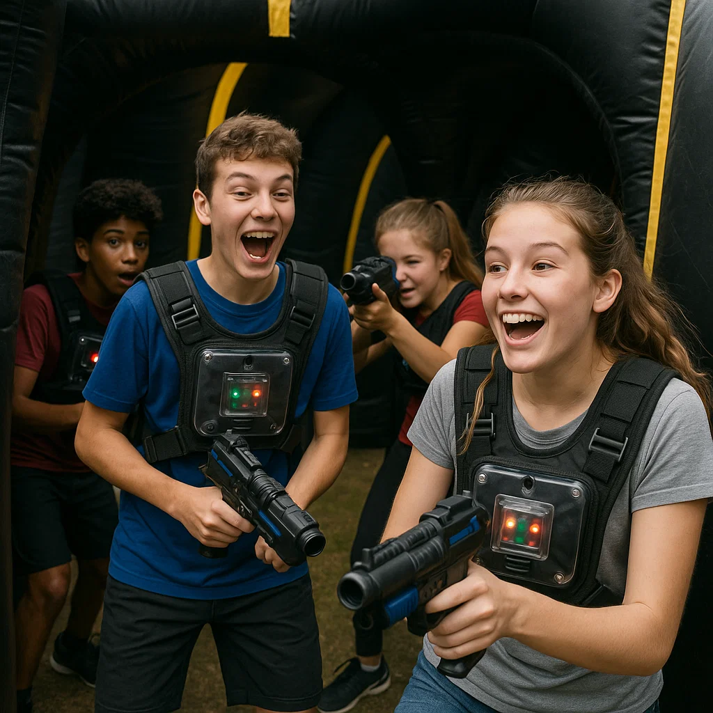 Laser tag rentals — quick dash between two inflatable walls