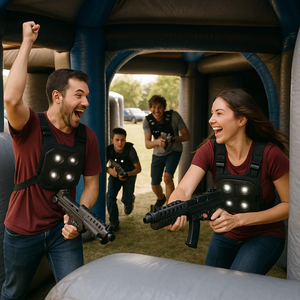 Laser tag rentals — safety briefing line before first round