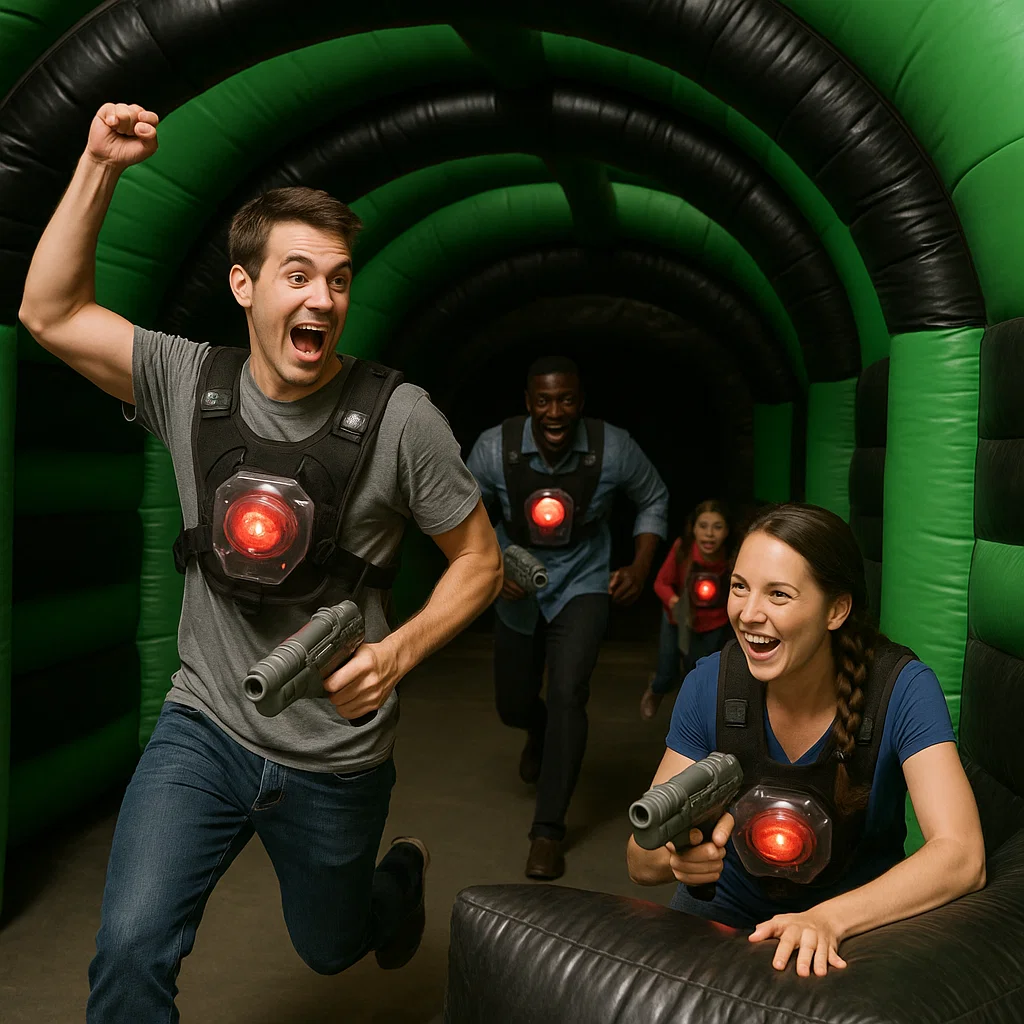 Laser tag rentals — campus quad match during student event