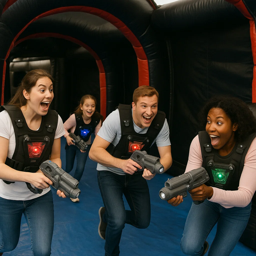 Laser tag rentals — hand signal coordination between teammates