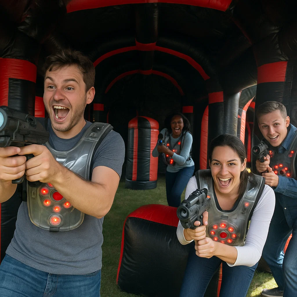 Laser tag rentals — cheering squad after clutch capture