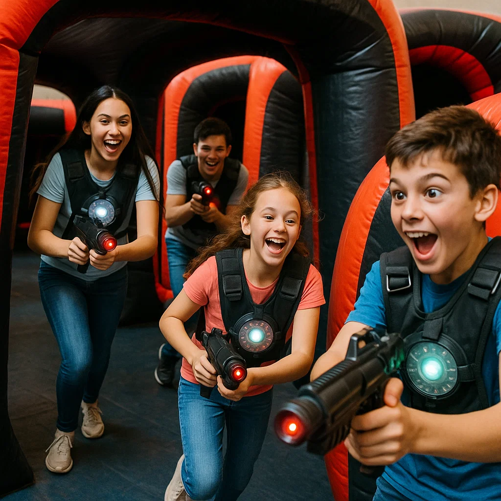 Laser tag rentals — pop-up arena inside a community room