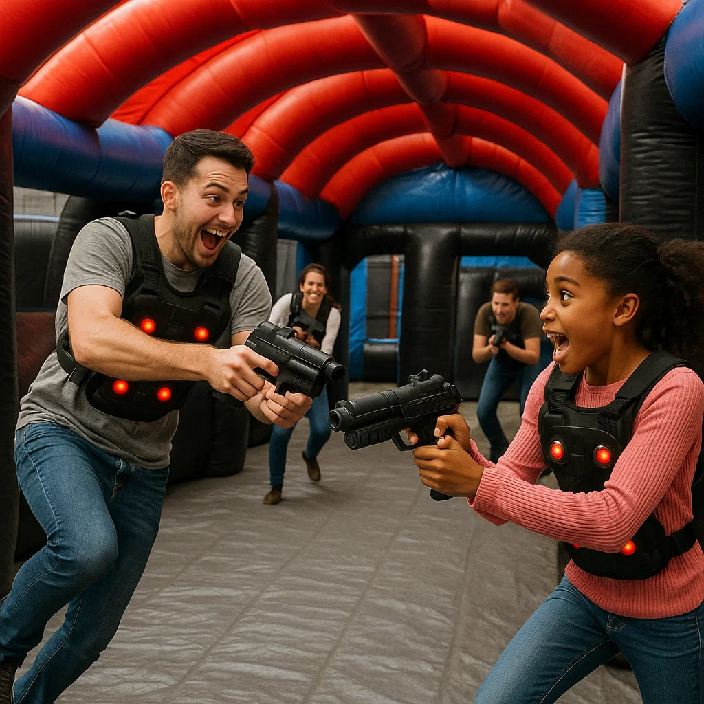 Laser tag rentals — confident stance ready to tag