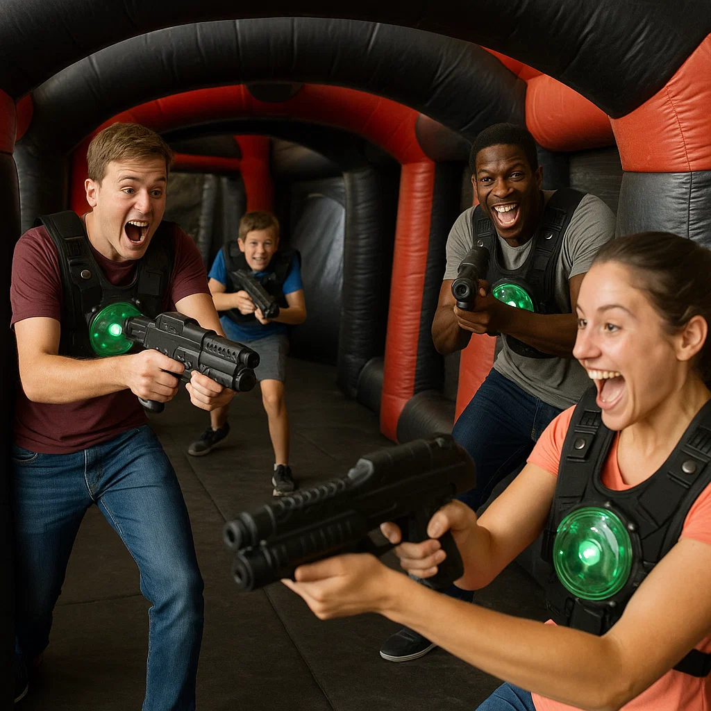 Laser tag rentals — big laugh after a near miss