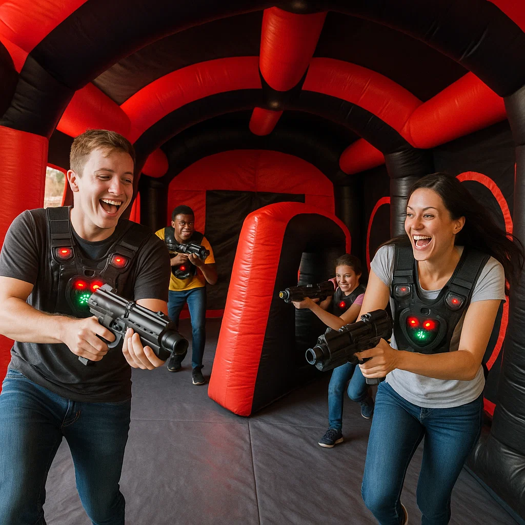 Laser tag rentals — sprint along the bunker wall