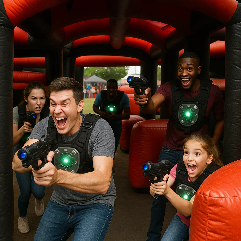 Laser tag rentals — coach calling next rotation