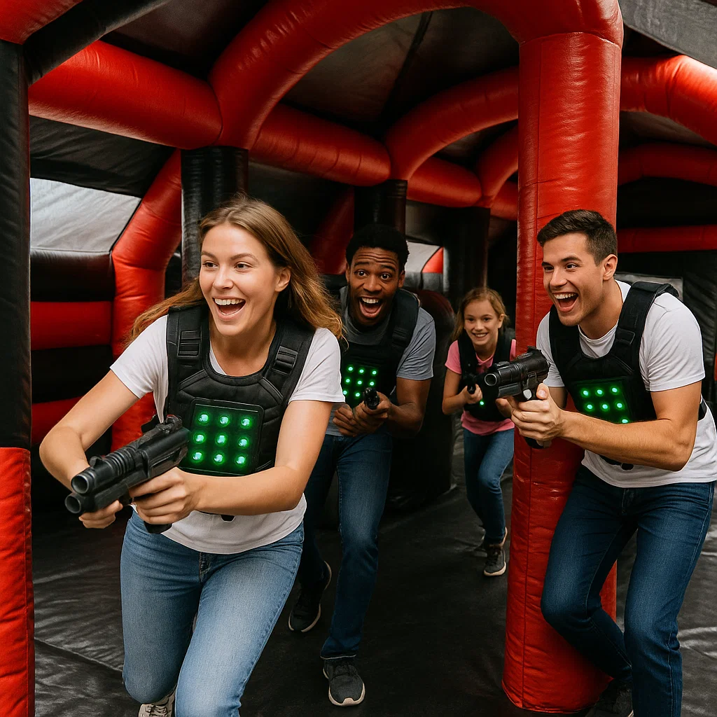 Laser tag rentals — sprinting with cover to cover