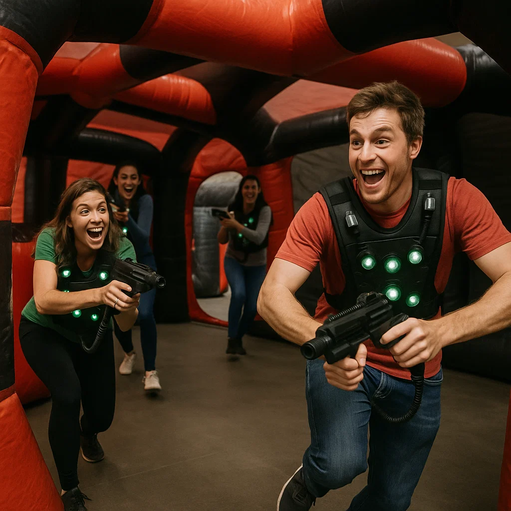 Laser tag rentals — pointer explaining boundary lines