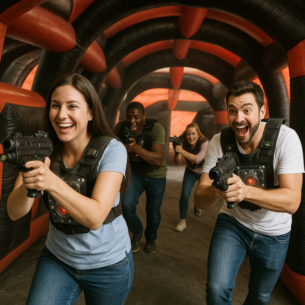 Laser tag rentals — fast feet around the obstacle cone