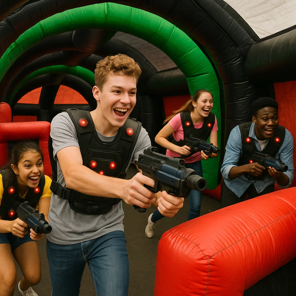 Laser tag rentals — long throw to distract opponents