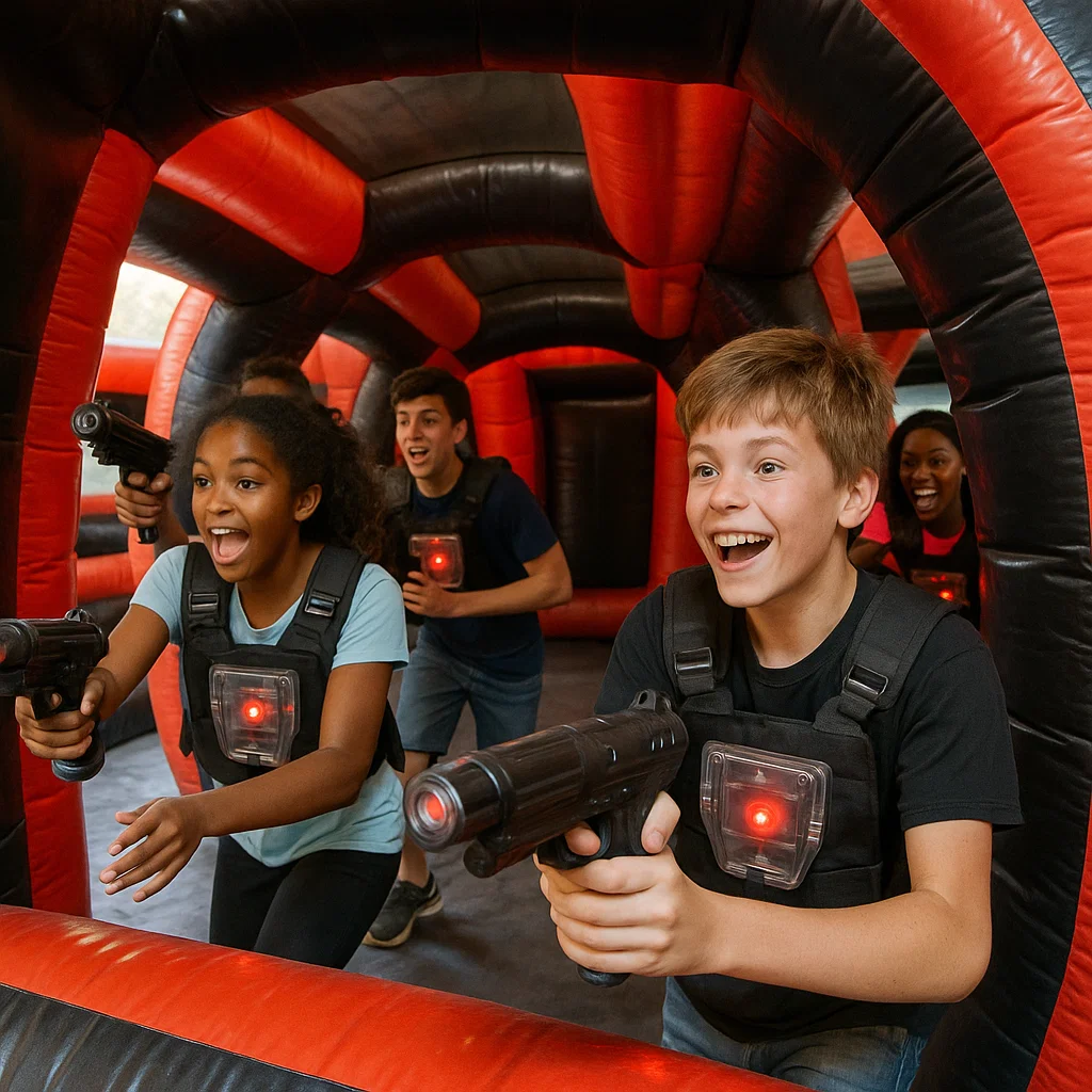 Laser tag rentals — teens trading friendly taunts