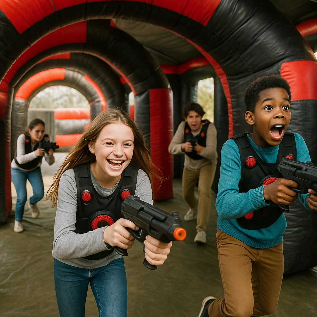 Laser tag rentals — group chat about tactics mid-game