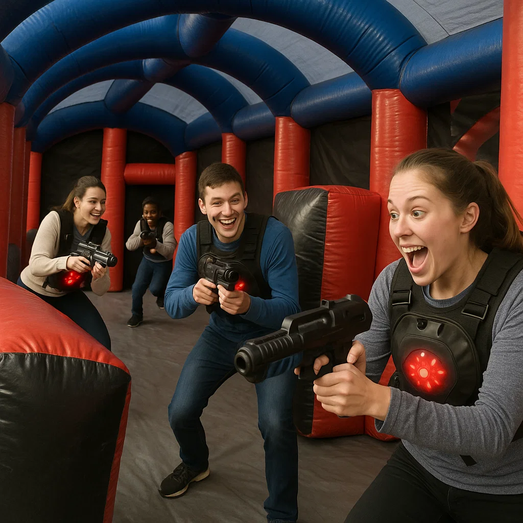 Laser tag rentals — parents snapping photos of winners