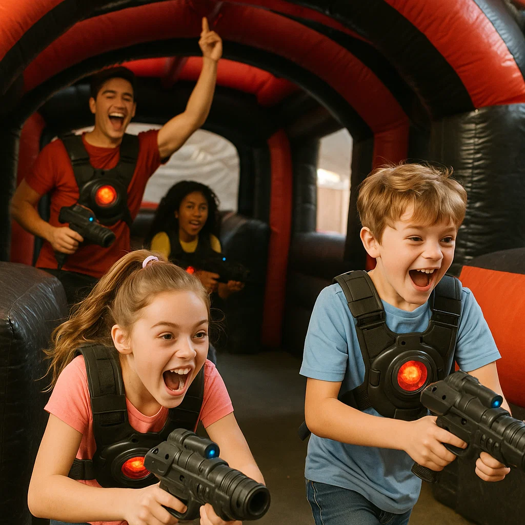 Laser tag rentals — cheering crowd by the finish