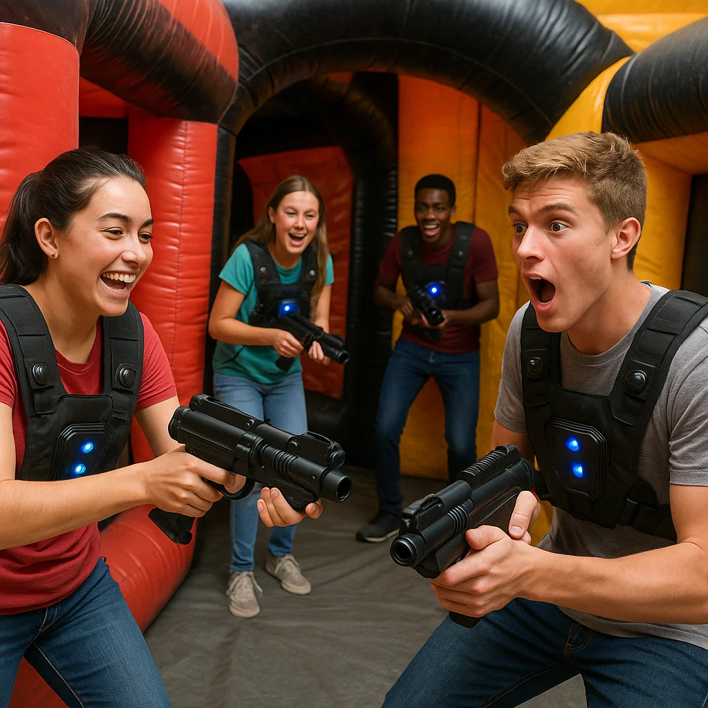 Laser tag rentals — resupply table with water cups