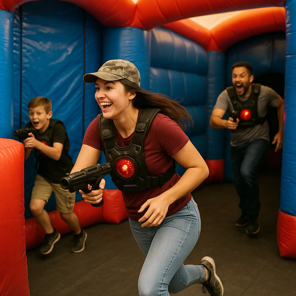 Laser tag rentals — sprint lane marked with arrows