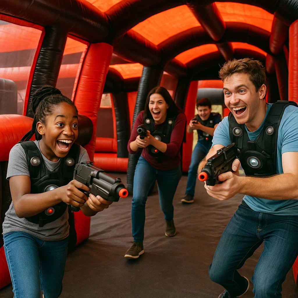Laser tag rentals — high knee sprint toward beacon