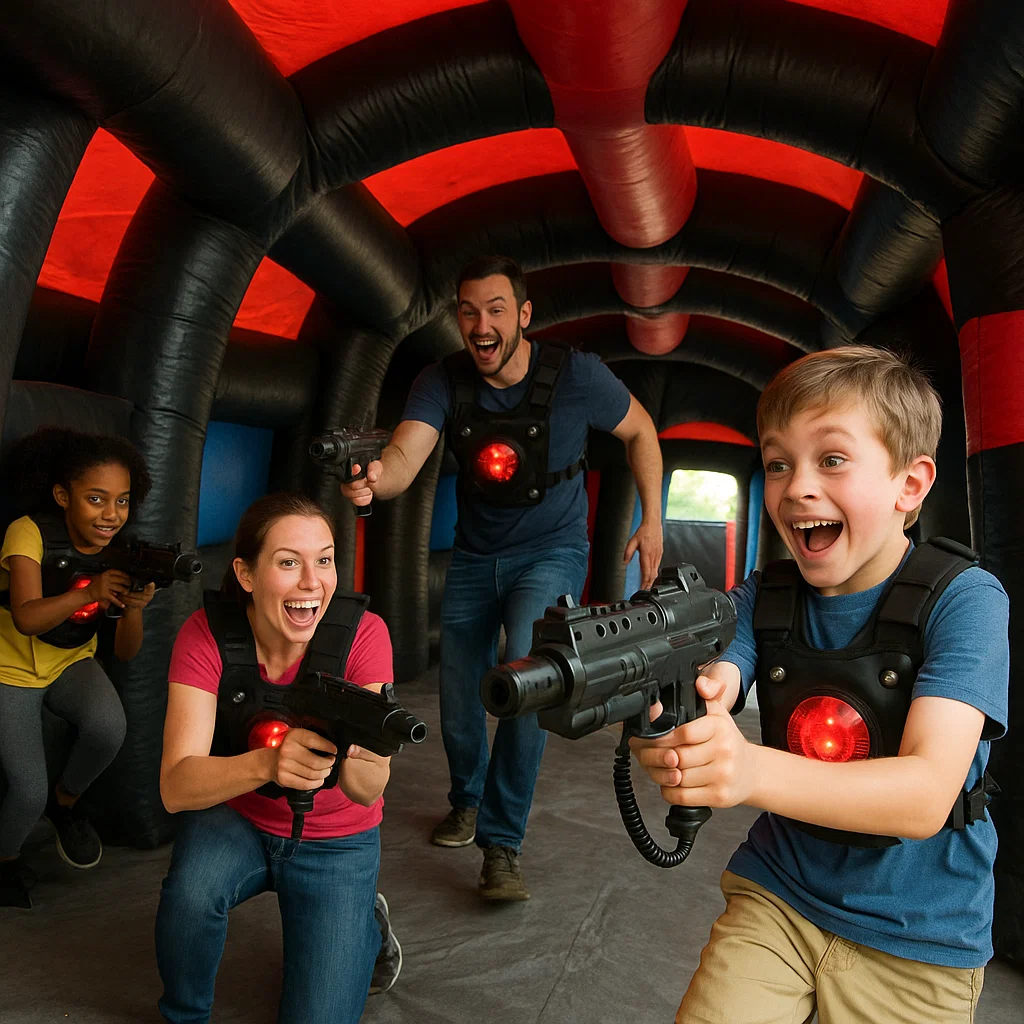 Laser tag rentals — coach claps for sportsmanship