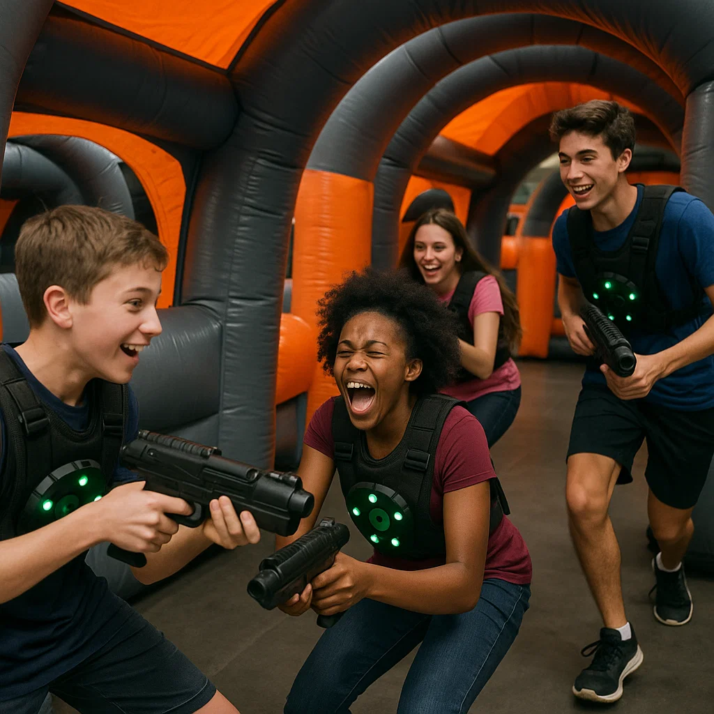 Laser tag rentals — birthday cake waiting after finals