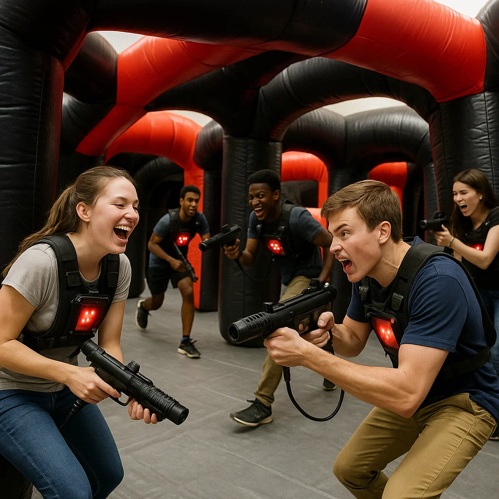Laser tag rentals — chest sensor lights with a blink