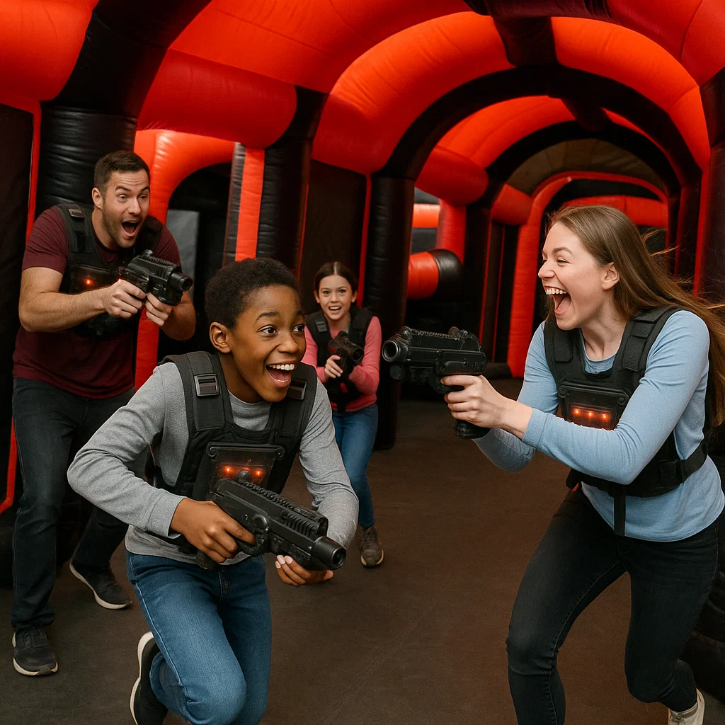 Laser tag rentals — coach praises teamwork and effort