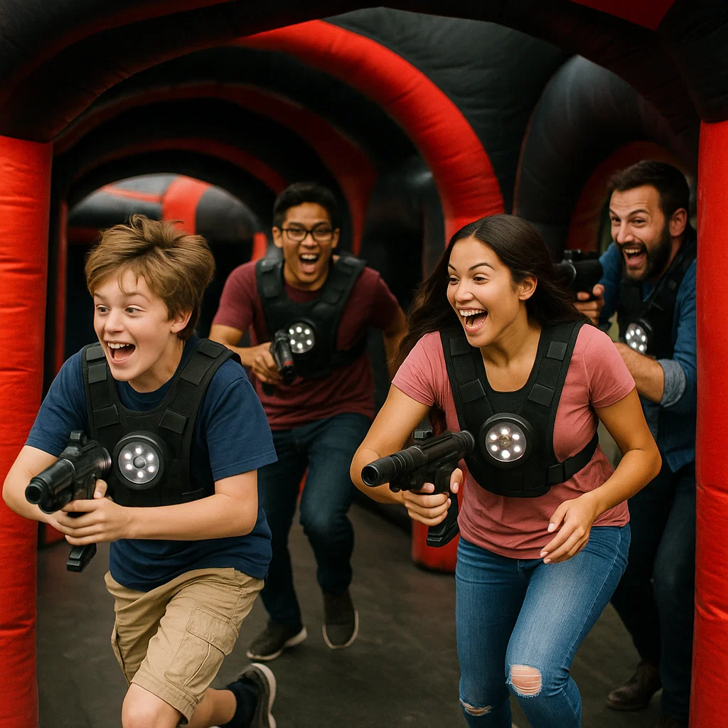 Laser tag rentals — playful taunt with a laugh