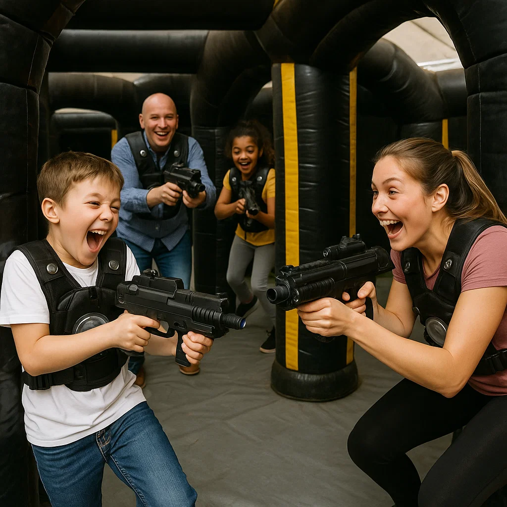Laser tag rentals — laugh after friendly accidental bump