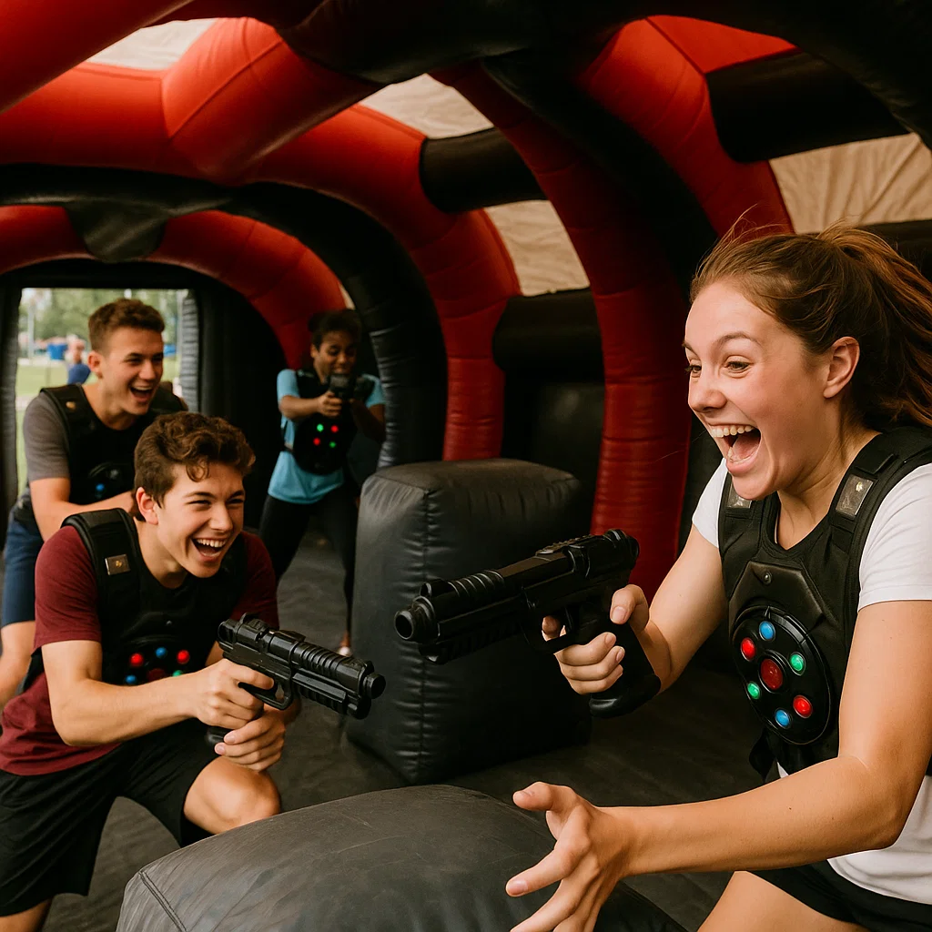 Laser tag rentals — runner dives safely into base