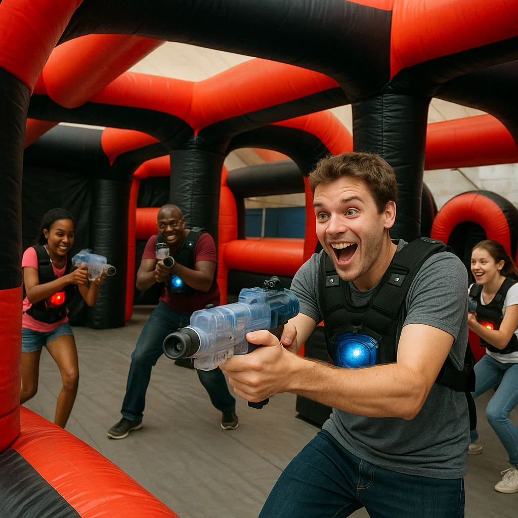 Laser tag rentals — low crawl behind inflatable wall