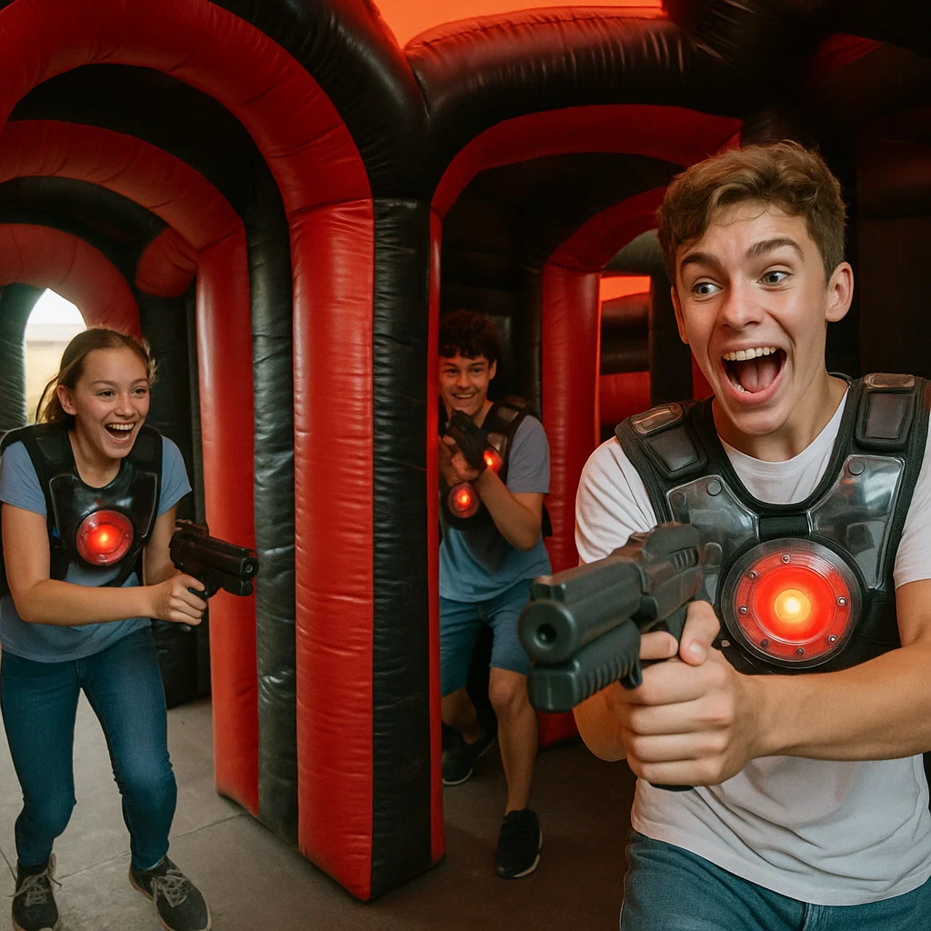 Laser tag rentals — small jump over lane barrier