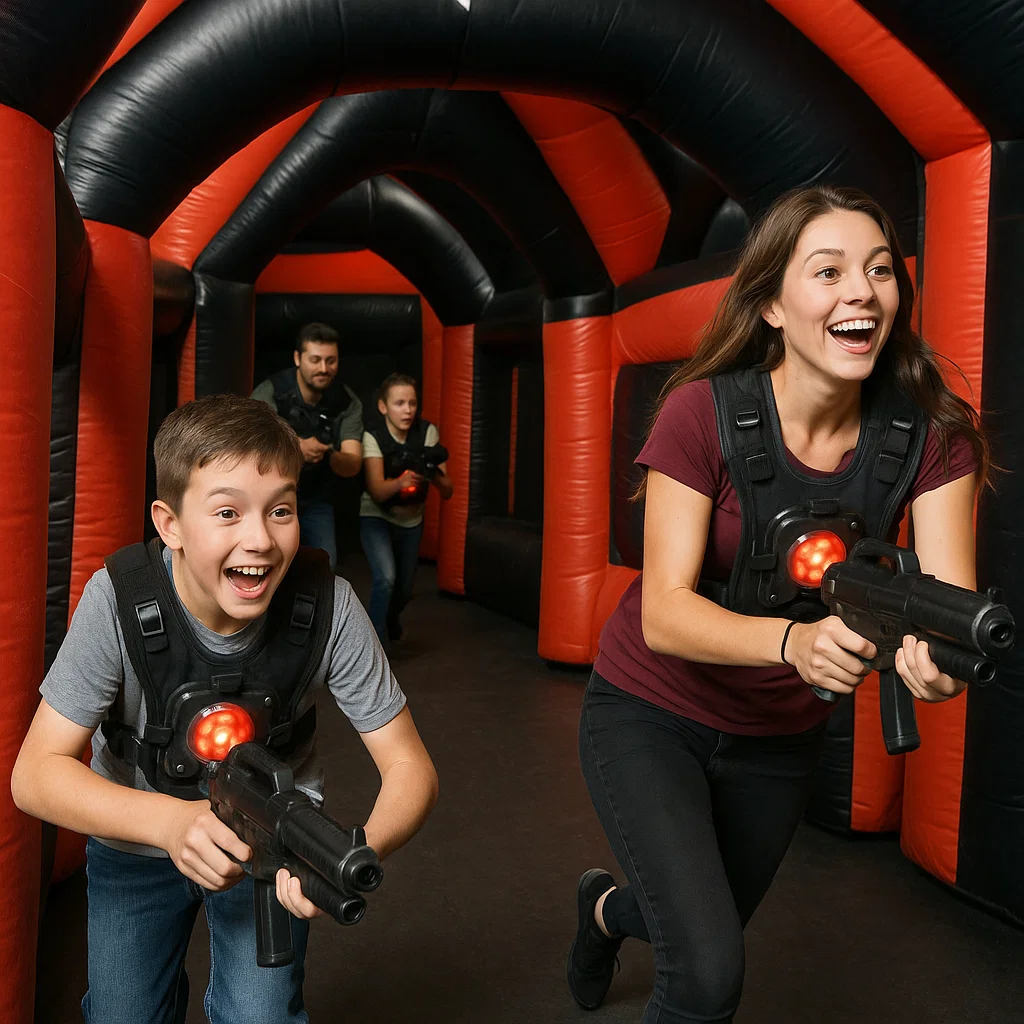 Laser tag rentals — head-to-head duel in the lane