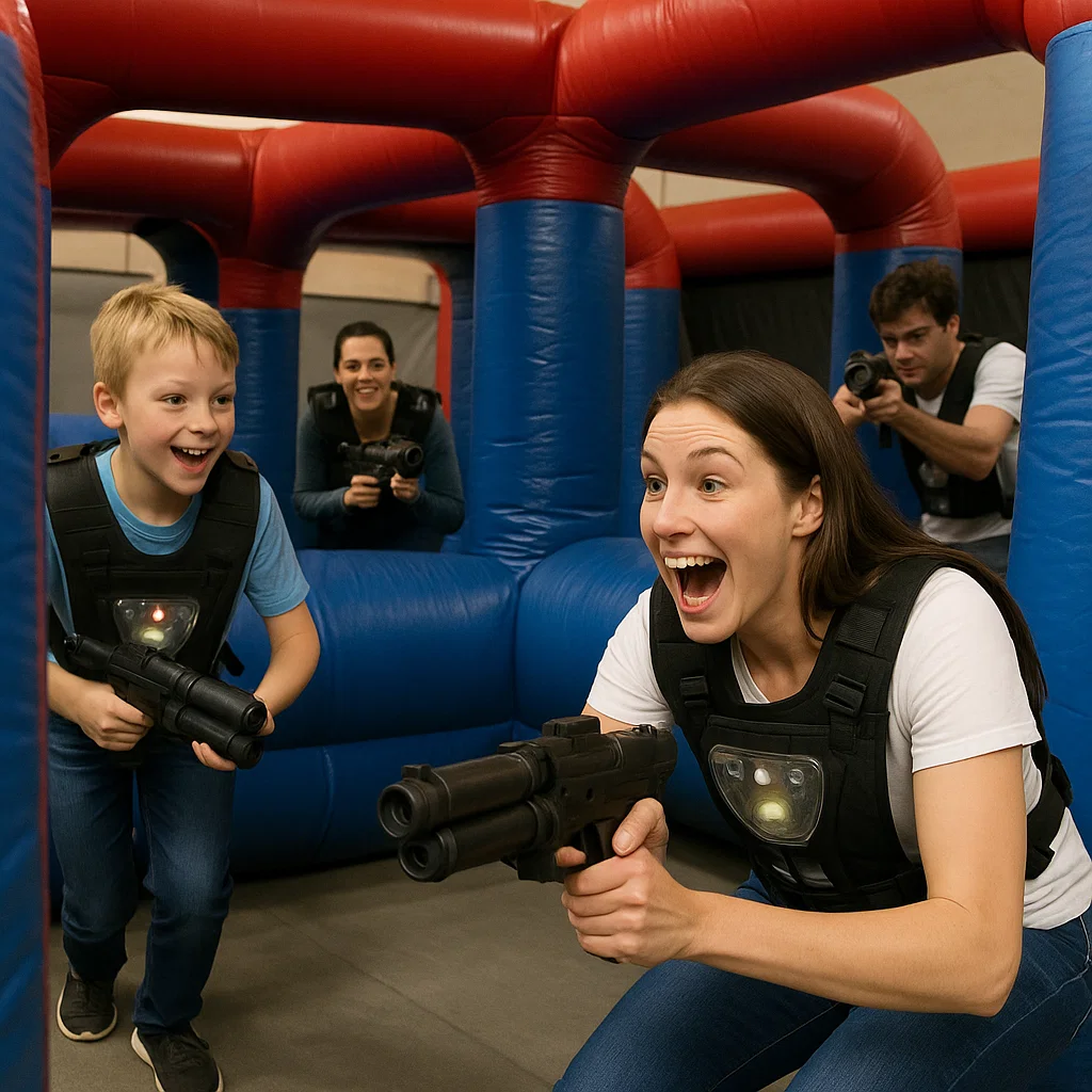 Laser tag rentals — quick sprint under glow lights