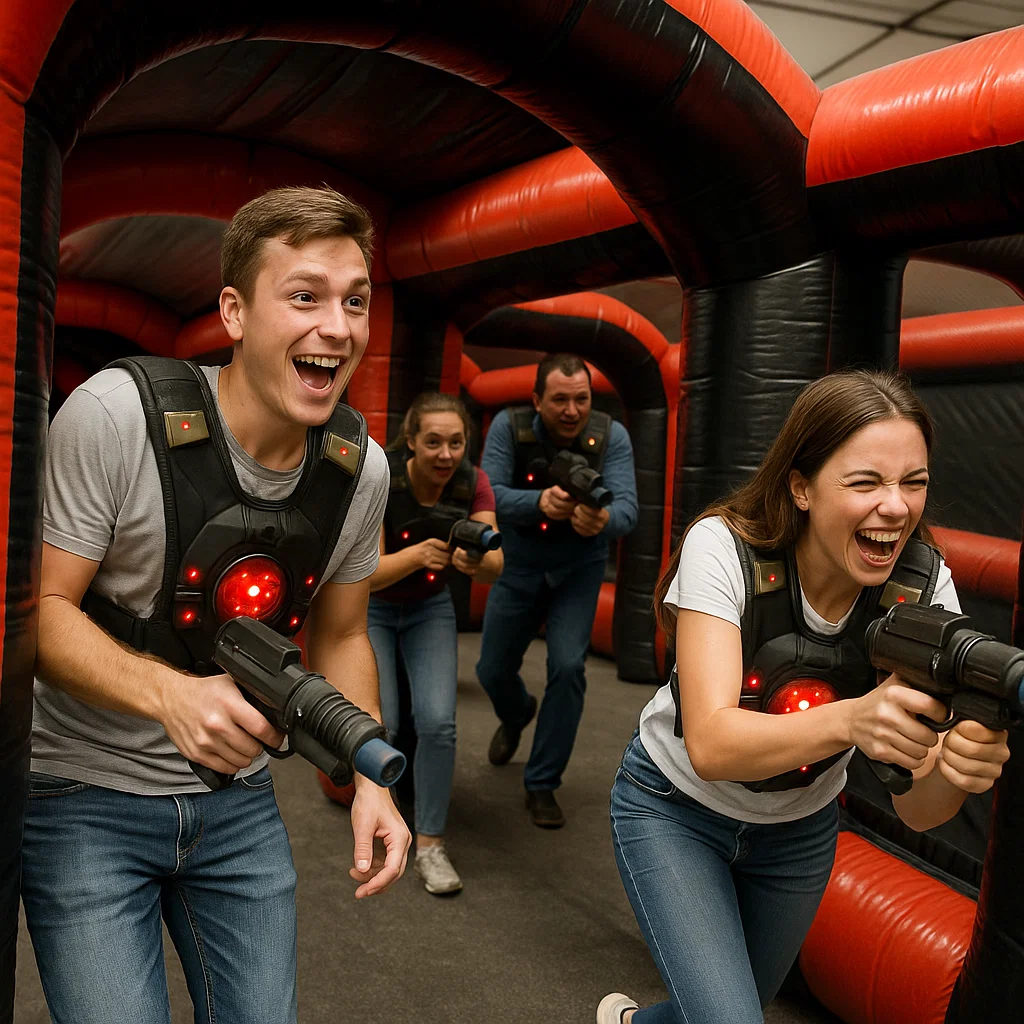 Laser tag rentals — pointing out the safe boundary