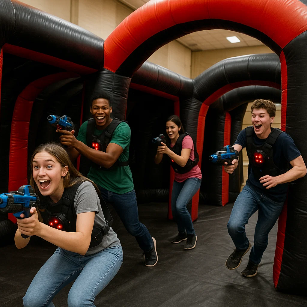 Laser tag rentals — crowd counts down to start