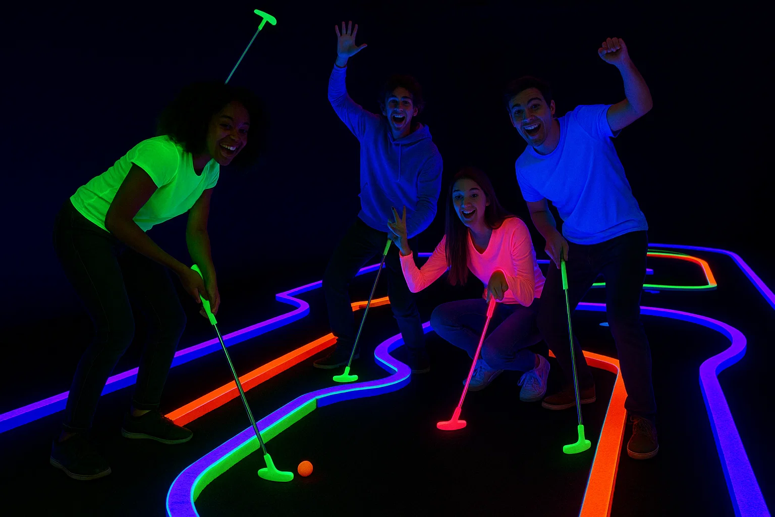 Mini golf con luz negra