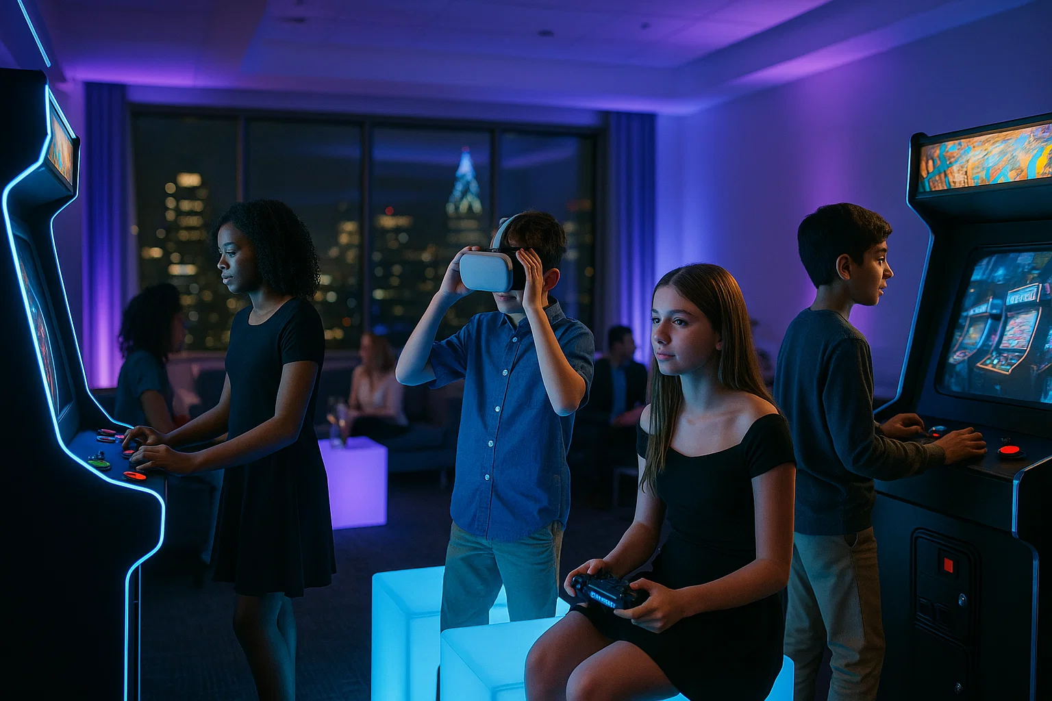 Bar/Bat Mitzvah game lounge with arcade and VR in Philadelphia