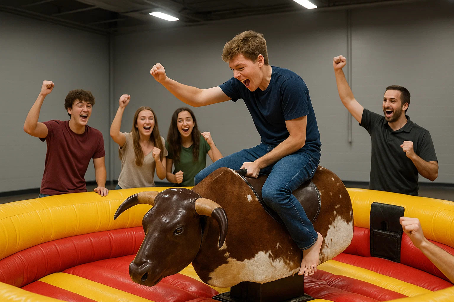 Toro mecánico con operador y colchoneta