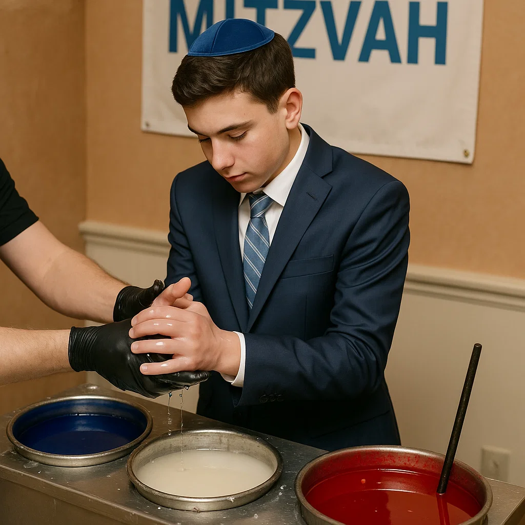 Wax hands keepsake station for Bar Mitzvah guests in Philadelphia