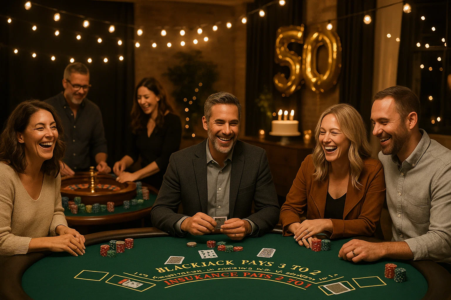 Casino night birthday party rentals with blackjack and roulette tables near Philadelphia from Party Pros East Coast