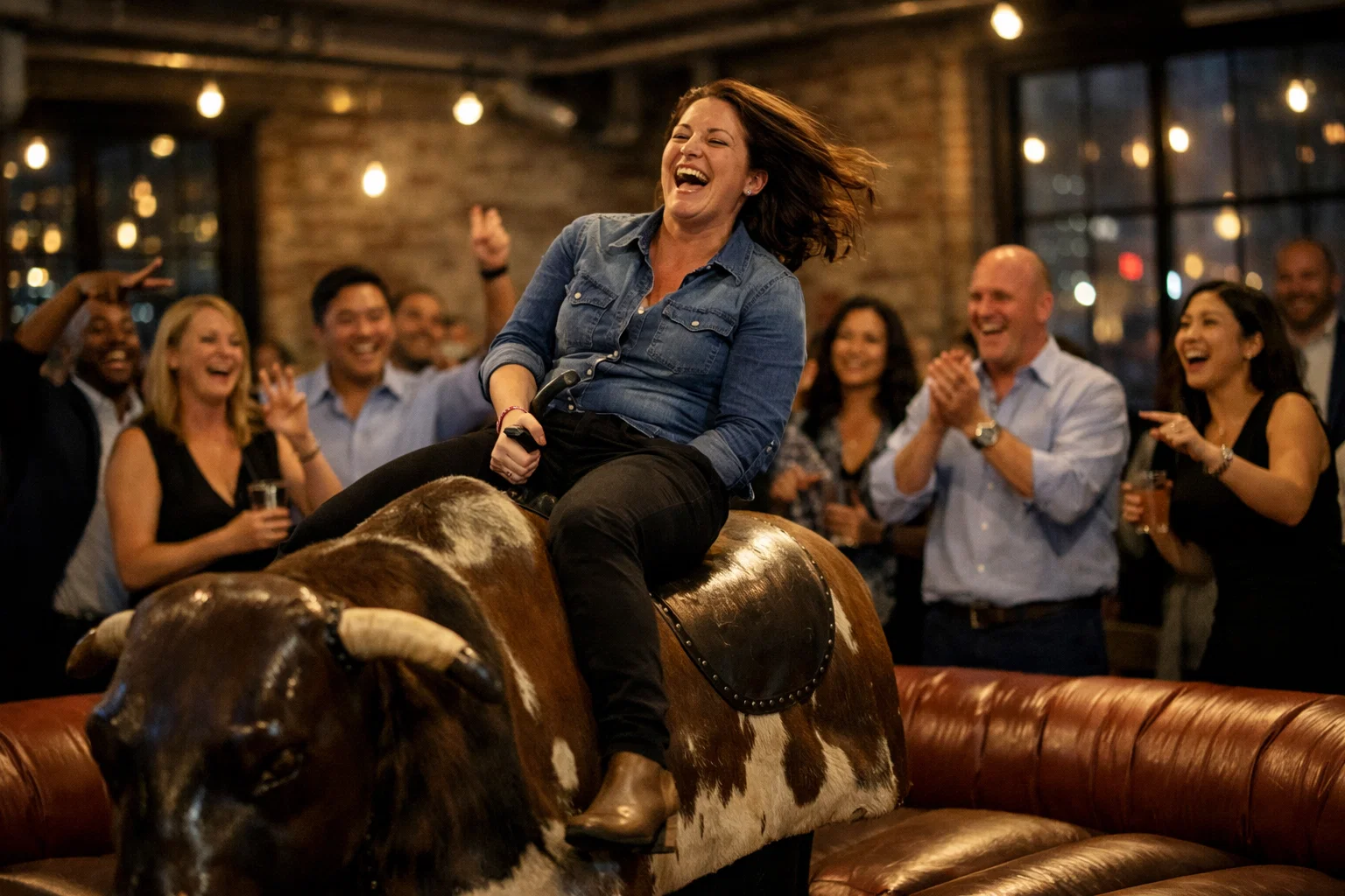 Mechanical bull rental in Philadelphia, PA at a corporate event