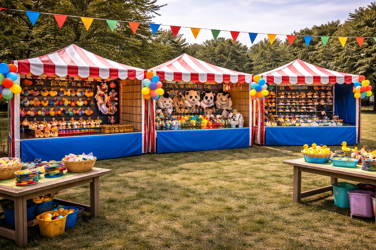 Carnival game rentals in Delaware with colorful midway booths and family-friendly festival games